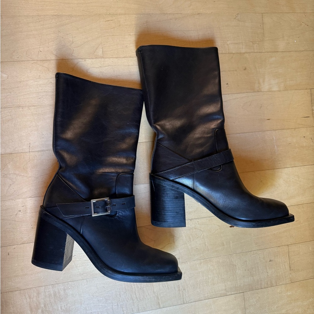rag & bone Fallon High Boot Black Size 39 metal tow